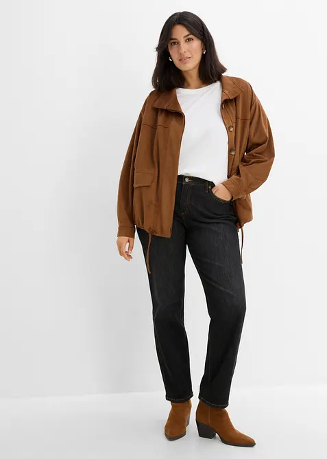 Jean droit taille mi-haute, extensible, bonprix