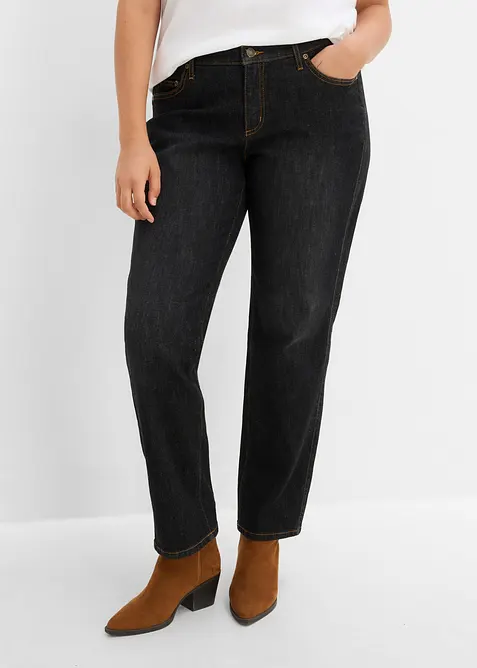 Jean droit taille mi-haute, extensible, bonprix