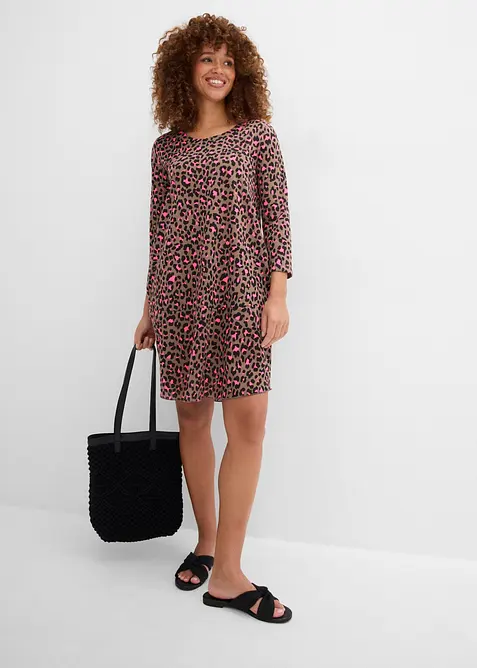 Kurzes Shirtkleid in Strickoptik, bonprix