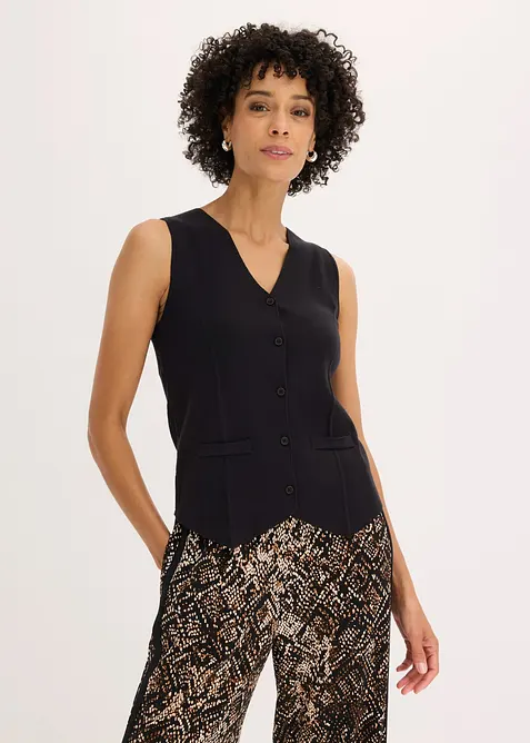 Gilet sans manches en maille, dos ajour&eacute;, bonprix