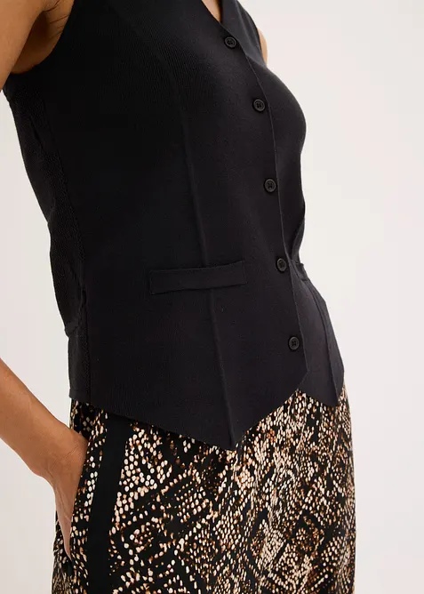 Gilet sans manches en maille, dos ajour&eacute;, bonprix