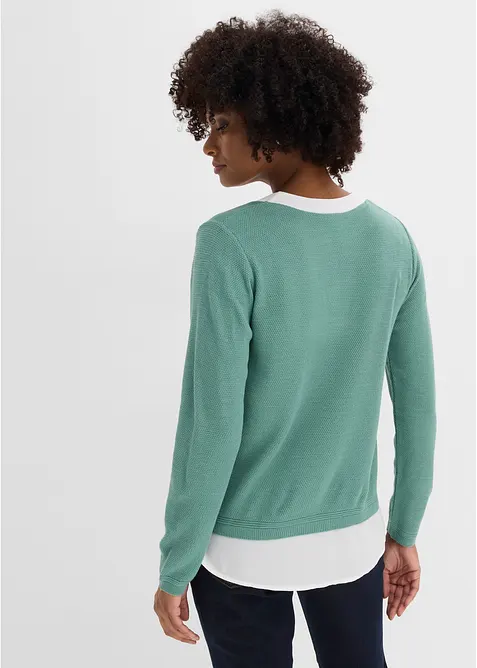 Pull en fine maille avec empi&egrave;cement chemisier, bonprix