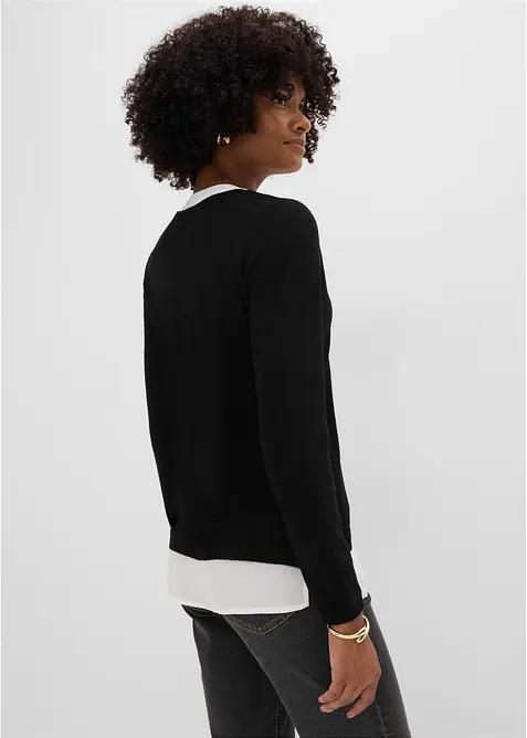 Feinstrickpullover mit Bluseneinsatz, bonprix