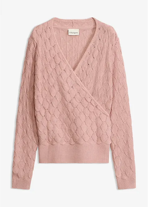 Ajour-Pullover in Wickeloptik, bonprix