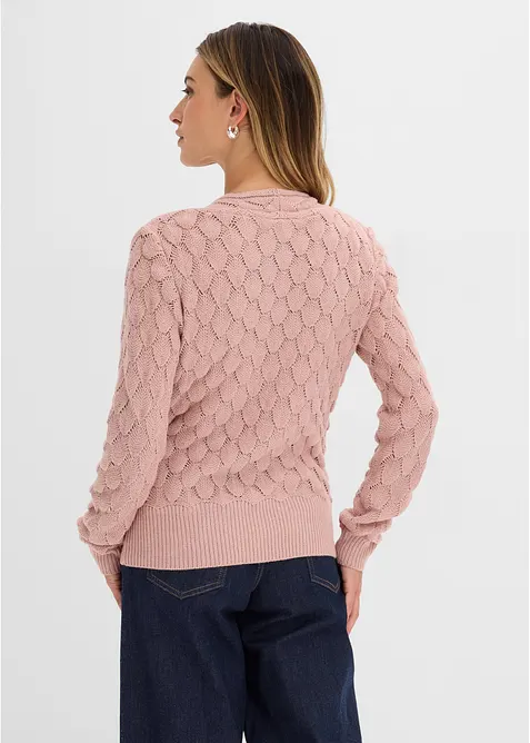 Ajour-Pullover in Wickeloptik, bonprix