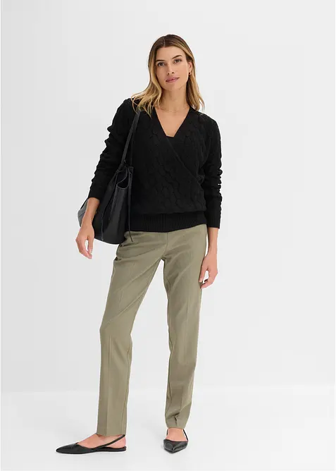 Ajour-Pullover in Wickeloptik, bonprix