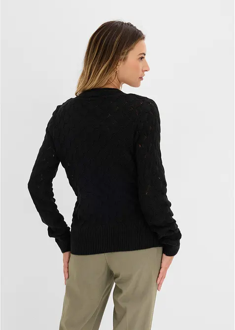 Ajour-Pullover in Wickeloptik, bonprix