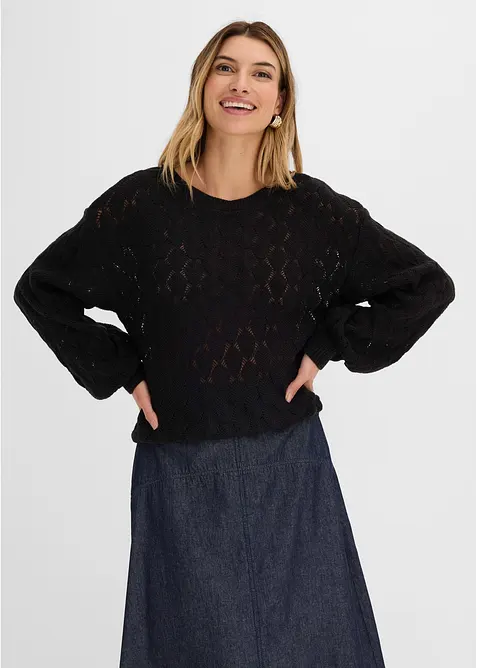 Pull en maille ajour&eacute;e, bonprix