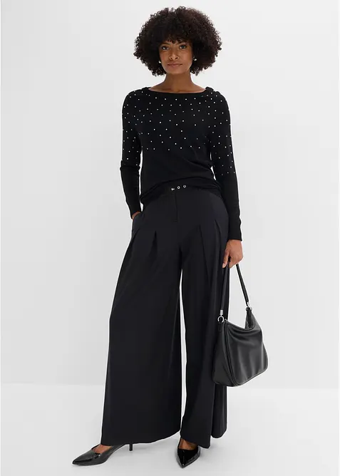 Long-Pullover mit Glitzersteinen, bonprix