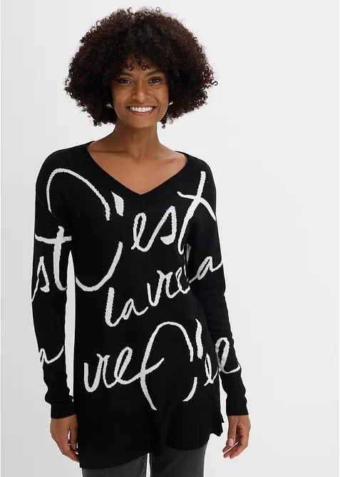 Longpullover mit Schriftzug, bonprix