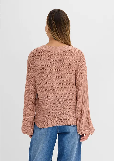 Pull oversize en maille ajour&eacute;e, bonprix