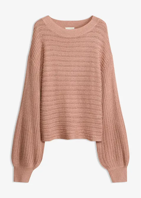 Pull oversize en maille ajour&eacute;e, bonprix