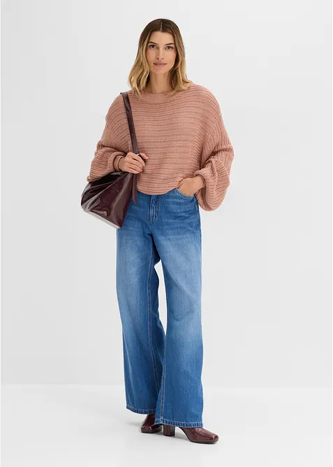 Pull oversize en maille ajour&eacute;e, bonprix