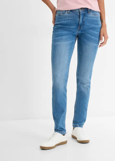 Jean droit taille mi-haute, extensible, bonprix