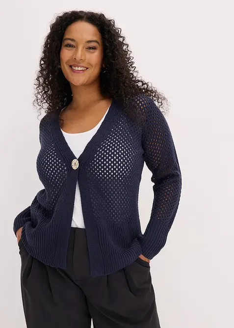 Gilet en maille ajour&eacute;e, bonprix