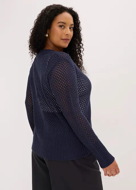 Gilet en maille ajour&eacute;e, bonprix