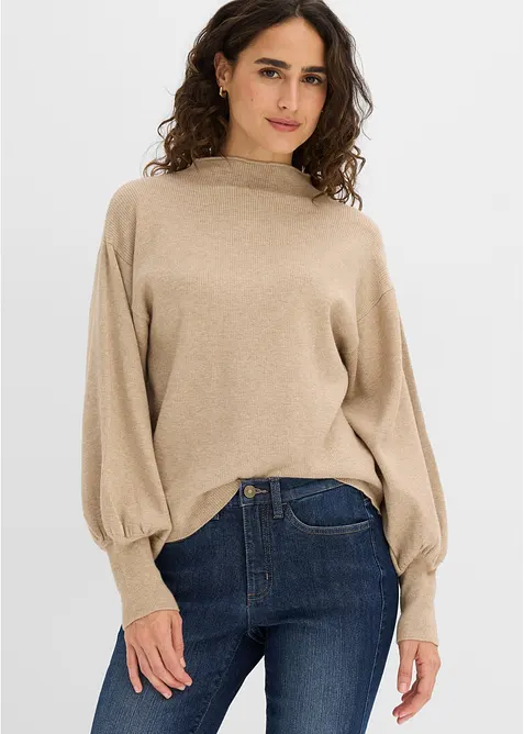 Strickpullover mit Ballon&auml;rmeln, bonprix