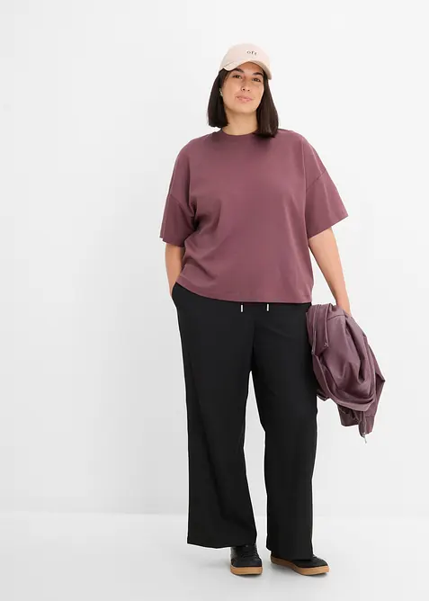 T-shirt court et oversize en coton &eacute;pais, bonprix