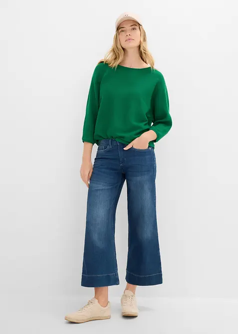 Oversize-Ripp-Pullover aus Viskose-Mix, bonprix