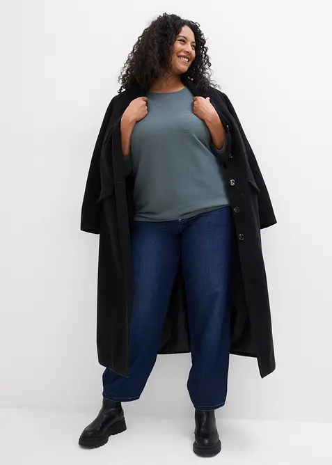 Oversize-Ripp-Pullover aus Viskose-Mix, bonprix
