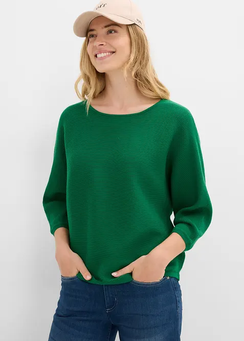 Oversize-Ripp-Pullover aus Viskose-Mix, bonprix