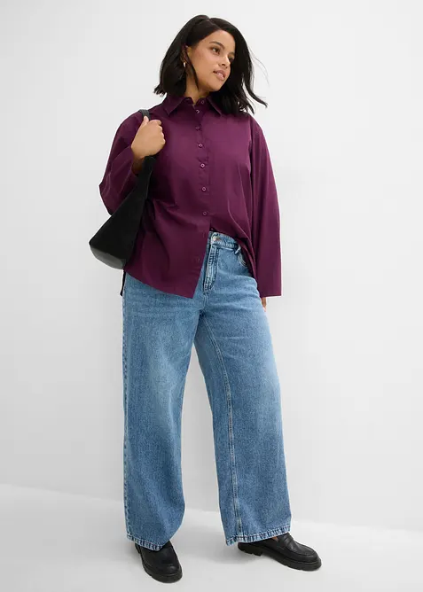 Hemdbluse aus reiner Bio-Baumwolle, bonprix