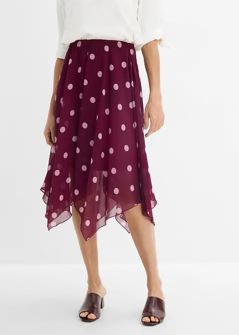 Chiffon-Midirock mit asymmetrischem Saum, bonprix