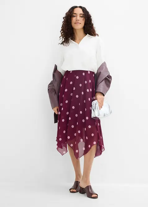 Chiffon-Midirock mit asymmetrischem Saum, bonprix