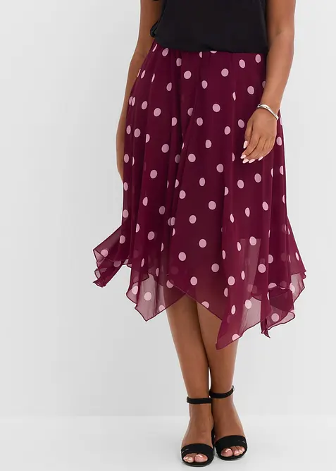 Chiffon-Midirock mit asymmetrischem Saum, bonprix