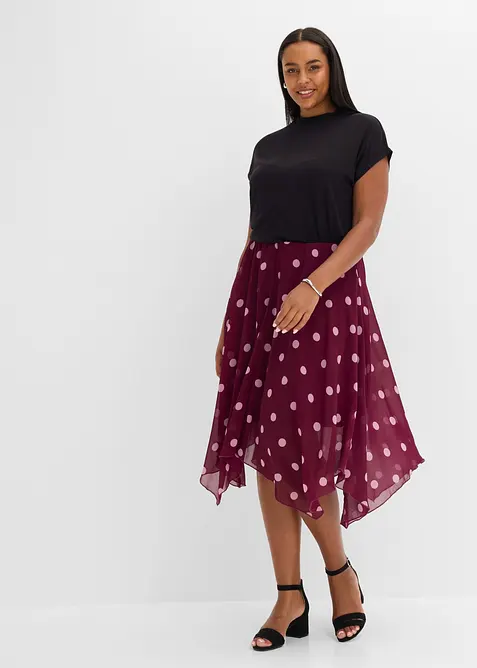 Chiffon-Midirock mit asymmetrischem Saum, bonprix