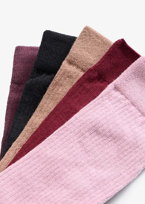 Lot de 5&nbsp;paires de chaussettes c&ocirc;tel&eacute;es, bonprix