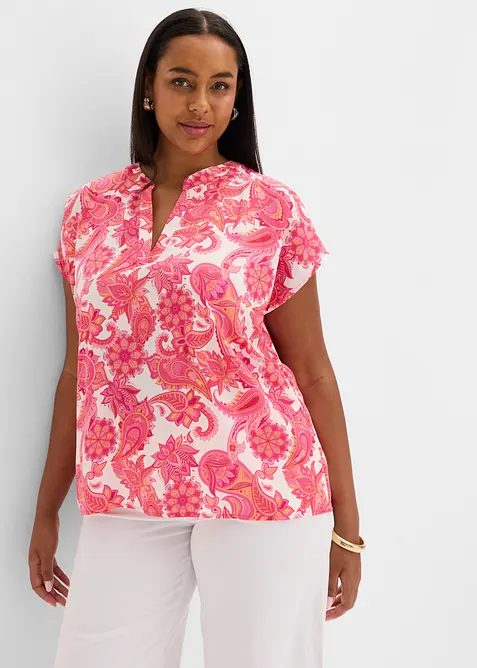 Blouse manches courtes fluide en satin, bonprix