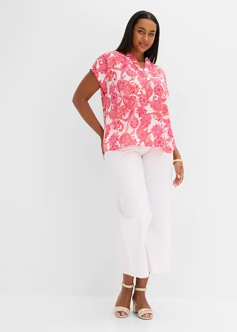 Blouse manches courtes fluide en satin, bonprix