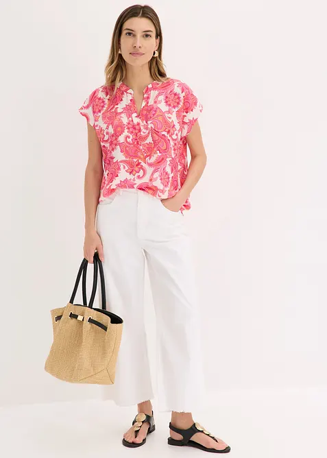 Blouse manches courtes fluide en satin, bonprix