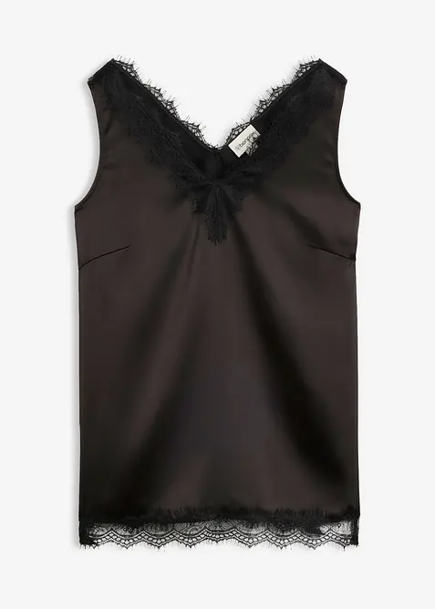 Top &agrave; dentelle, col V, bonprix