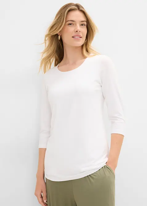 Lot de 2 T-shirts double &eacute;paisseur en viscose douce et extensible, bonprix