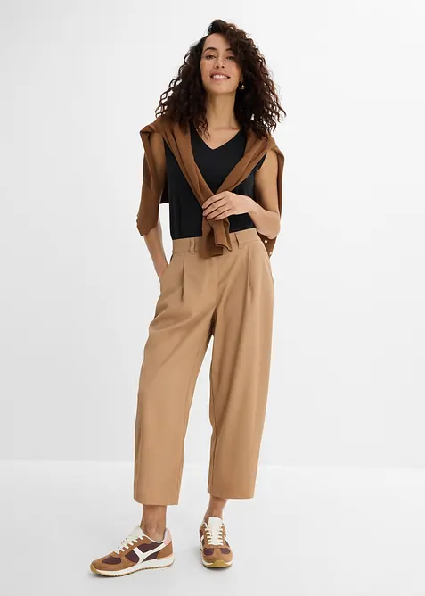 Pantalon barrel en coton extensible, bonprix