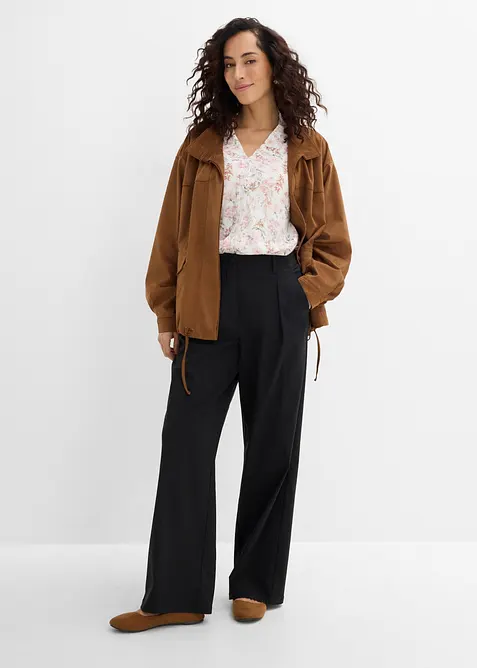 Pantalon &agrave; pinces en bengaline extensible, bonprix