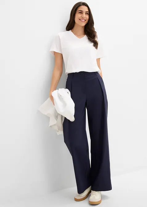 Stretchhose mit Bundfalte, aus Bengalin, bonprix