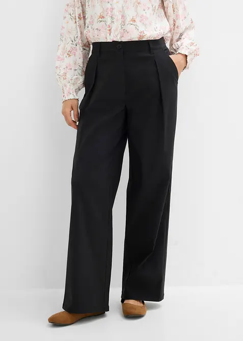 Pantalon &agrave; pinces en bengaline extensible, bonprix