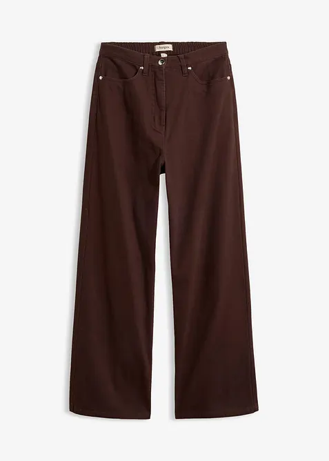 Wide-Leg Twillhose mit hohem Bund, bonprix