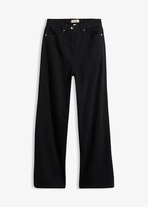 Pantalon large taille haute en twill, bonprix
