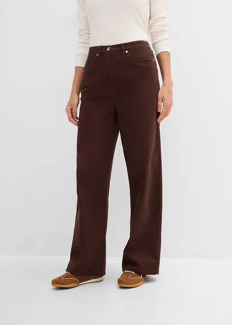 Wide-Leg Twillhose mit hohem Bund, bonprix