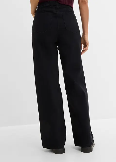 Pantalon large taille haute en twill, bonprix