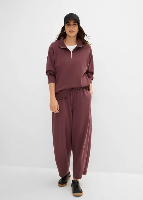 Sweat col zipp&eacute; en interlock 100% coton, bonprix