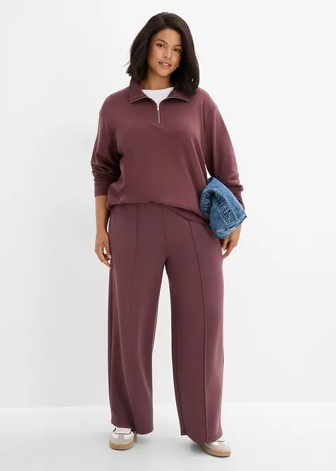 Sweat col zipp&eacute; en interlock 100% coton, bonprix