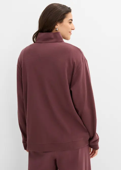 Sweat col zipp&eacute; en interlock 100% coton, bonprix