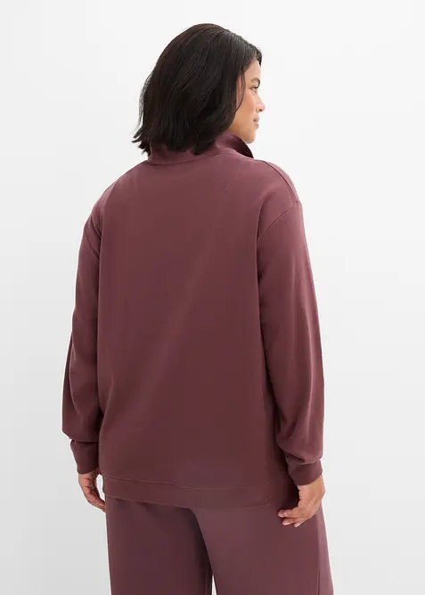 Sweat col zipp&eacute; en interlock 100% coton, bonprix