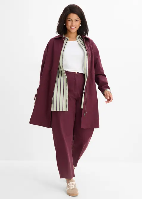 Pantalon barrel taille haute en twill, bonprix