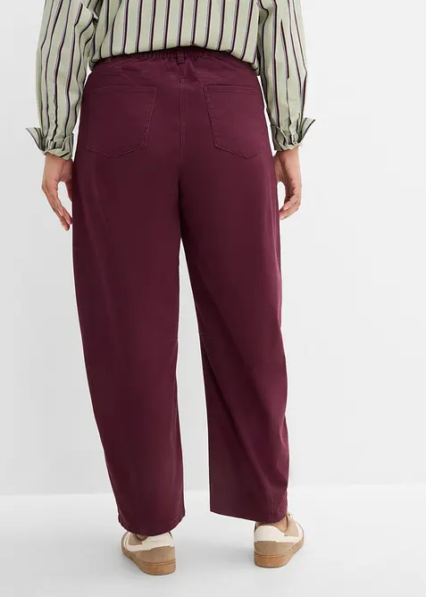 Pantalon barrel taille haute en twill, bonprix